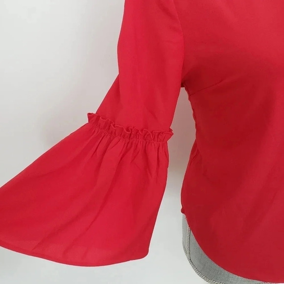 KONTROL Contemporary Women's Red Long Bell Sleeve - Picture 5 of 10